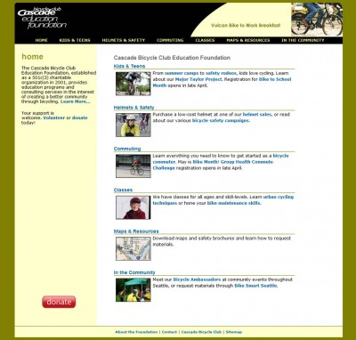 screenshot Cascade Bicycle Club Education Foundation