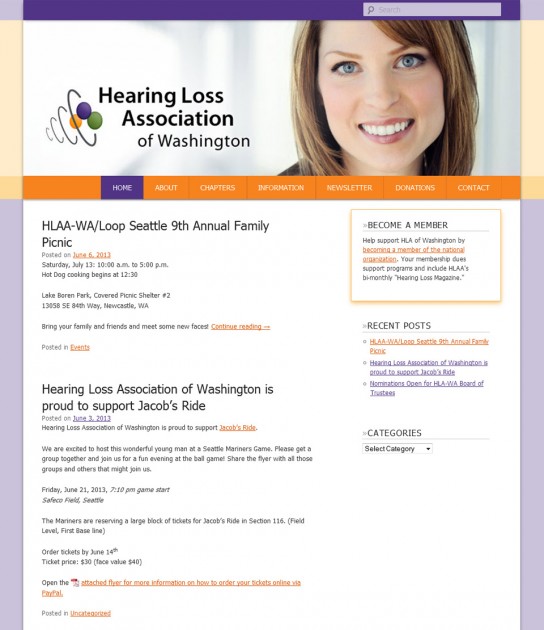 screenshot Hearing Loss Association of Washington