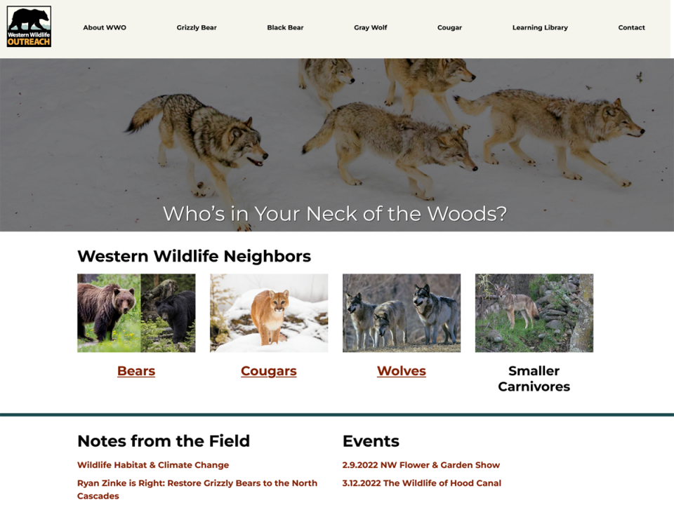 nonprofit wildlife organization website screenshot