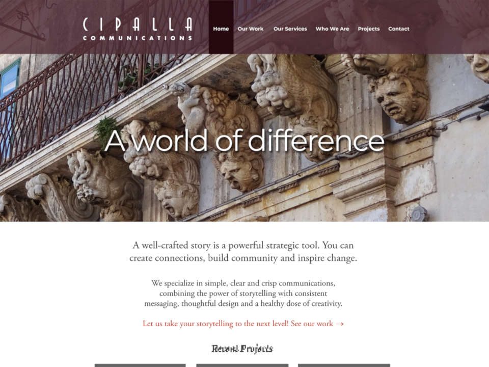 screenshot Cipalla Communications website