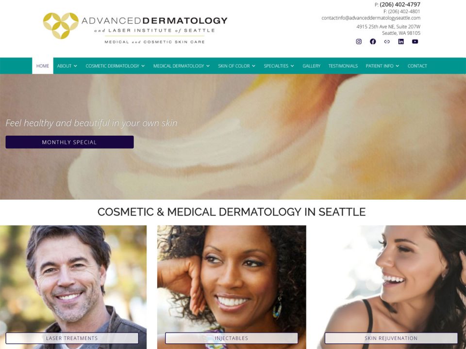 dermatology clinic website screenshot