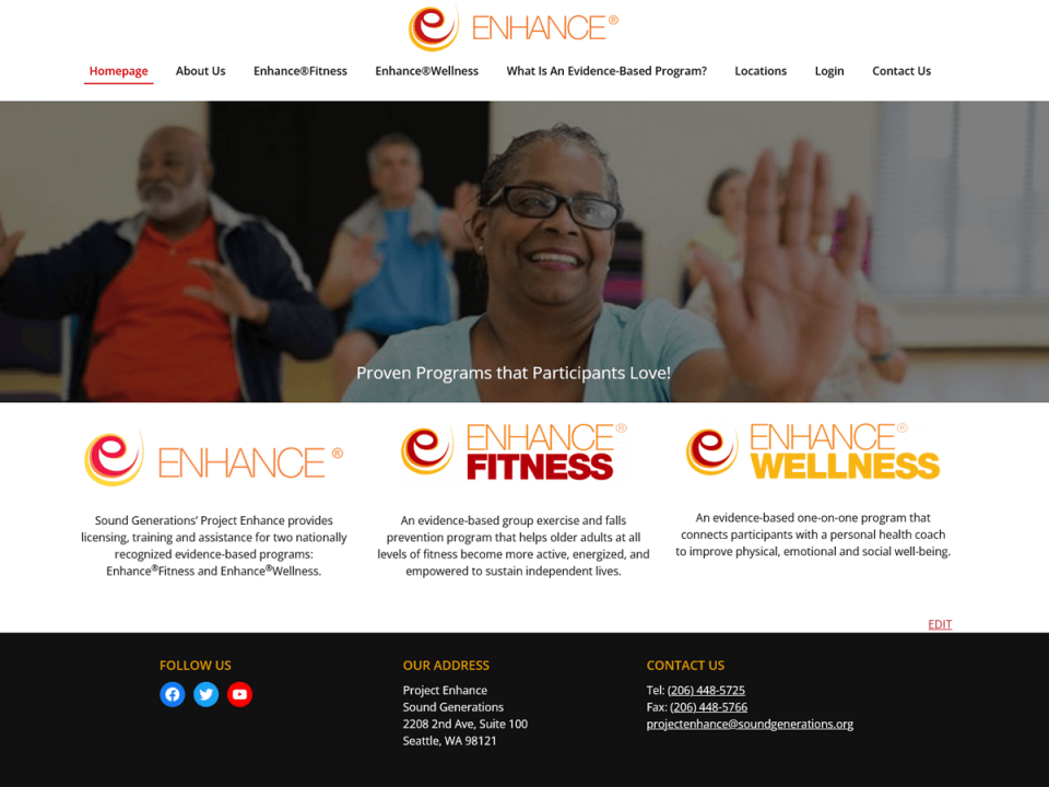 Enhance Fitness and Wellness website