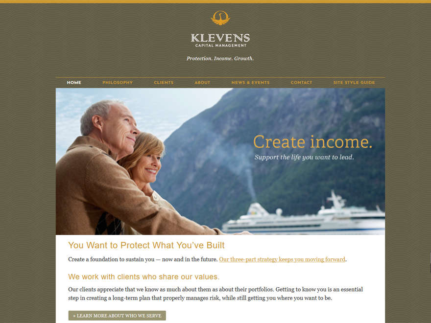 screenshot Klevens Capital Management website
