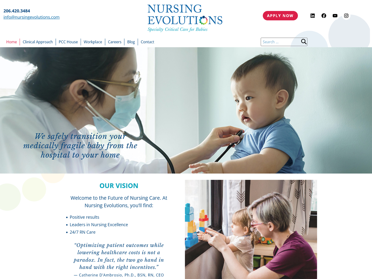 nursing website screenshot