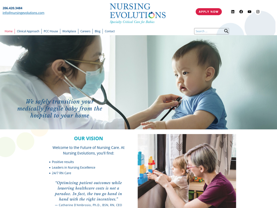 Pediatric nursing website screenshot