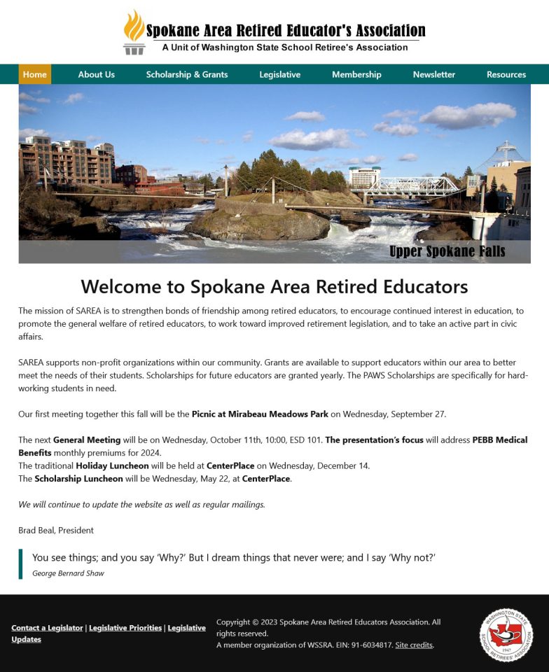 Spokane nonprofit retired teachers association website